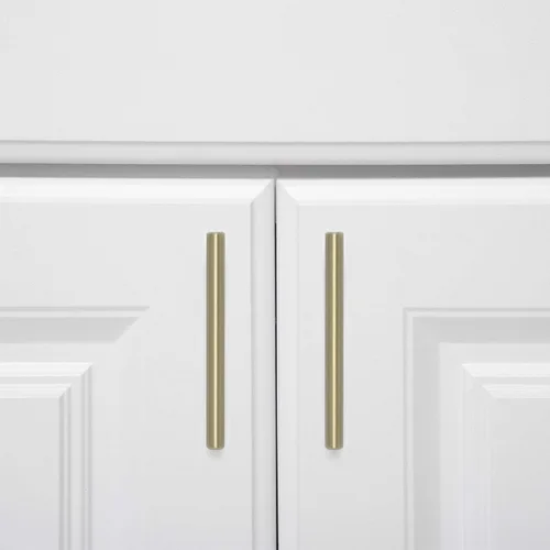 Miniatura 5 de Amazon Basics Manija Euro Bar para gabinete (1/2 pulgada de diámetro), 5.38 pulgadas de longitud (centro de agujero de 3 pulgadas), champán dorado