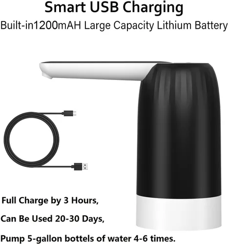 Miniatura 5 de Myvision Dispensador de Agua de Jarra de 5 Galones, Dispensador de Agua Portátil para Botella de 3 Galones, Bomba de Agua Eléctrica USB para Botella
