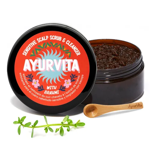 Brahmi - Exfoliante y limpiador para el cuero cabelludo para hombres y mujeres, exfoliación profunda y limpieza, perfecto para el cuidado del