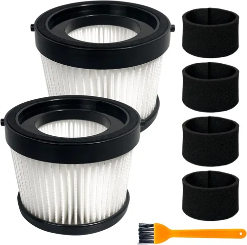 Paquete de 2 filtros HEPA DCV5011H compatibles con aspiradora de mano inalámbrica DEWALT DCV501HB, con 4 filtros de funda de espuma y 1 cepillo