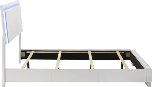 Miniatura 6 de Coaster Home Furnishings Felicity - Madera - Cama de panel Queen con cabecera tapizada, interruptor táctil, luz LED azul y estribo bajo, dormitorio