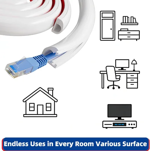 Miniatura 6 de Ocultador de cable con hebilla lateral de 39 pulgadas para 1 cable, cubiertas de cable de extensión para cables en la pared, ocultador de cable