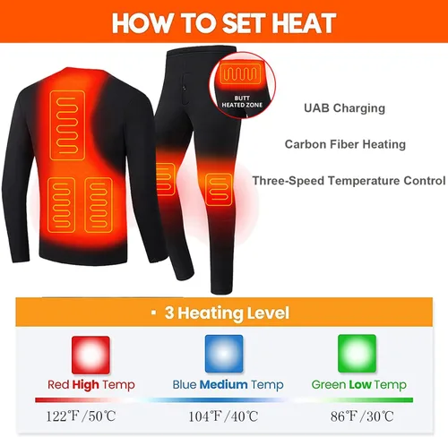 Miniatura 2 de scosao Conjunto de ropa interior térmica con pantalones térmicos para hombre, capa base de calefacción para invierno, parte superior e inferior