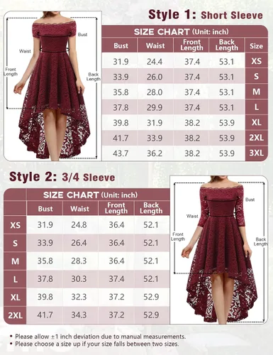 Miniatura 3 de Dressystar - Vestido de cóctel de encaje para mujer, vestido asimétrico con vuelo y hombros descubiertos para fiesta y evento formal