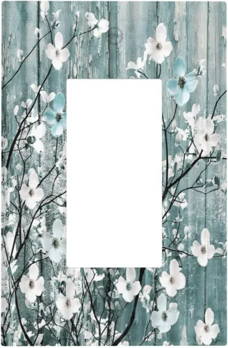 Miniatura 45 de Cubierta de interruptor de luz de 3 cuadrillas con diseño de flores azules púrpuras, cubierta de placa de pared de triple palanca, arbustos florales
