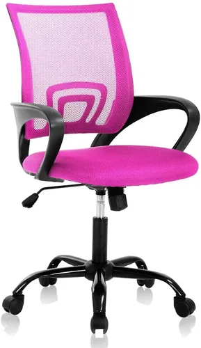Miniatura 11 de Silla de oficina ergonómica, silla de escritorio de malla con respaldo medio con soporte lumbar y reposabrazos, transpirable, sillas ejecutivas