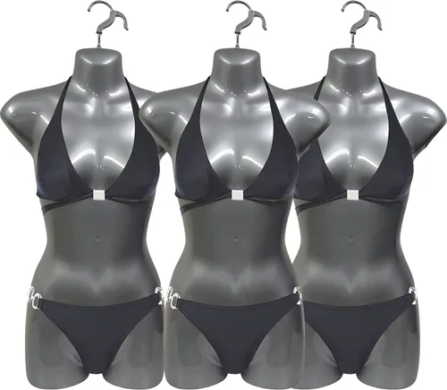 Miniatura 10 de Maniquí Femenino de Cadera de Torso Largo Espalda Hueca Cuerpo Apilable Forma de Vestido con Gancho Colgante para Exhibición de Camisetas, Encimera