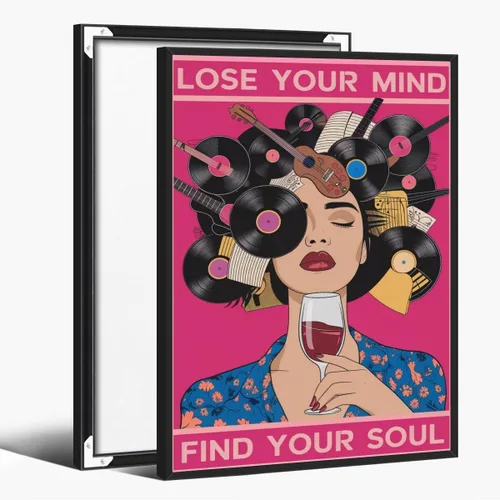 Miniatura 87 de Lienzo decorativo para pared con texto en inglés "Lose Your Mind Find Your Soul", arte de pared con citas inspiradoras para la salud mental, pintura