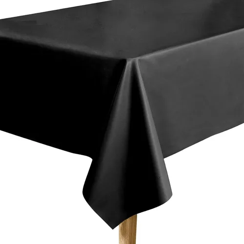 Mantel para mesas rectangulares, mantel de cuero suave, impermeable, lavable, para fiestas, picnic y campamento, manteles al aire libre (negro, 54 x