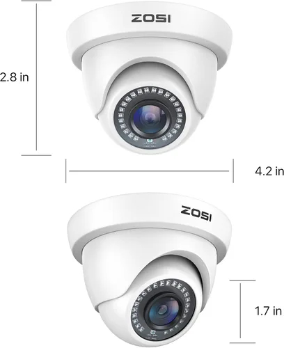 Miniatura 8 de ZOSI Paquete de 4 cámaras de seguridad 1080P de 2.0MP impermeables para interiores y exteriores de 80 pies CCTV noche de día, cámaras de vigilancia