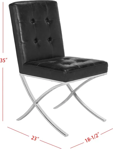 Miniatura 3 de Safavieh Home Walsh - Silla auxiliar de piel sintética negra y cromada