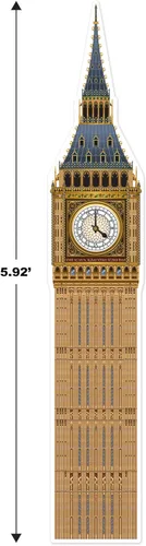 Miniatura 2 de Beistle Big Ben - Telón de fondo para fotos, 5 pies y 11 pulgadas de alto, decoración de pared de fiesta internacional británica, decoración