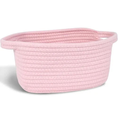 Miniatura 12 de Abenkie - Cesta de almacenamiento pequeña, bonita canasta de algodón tejida con cuerda de algodón para perro y gato, para guardería, sala de estar