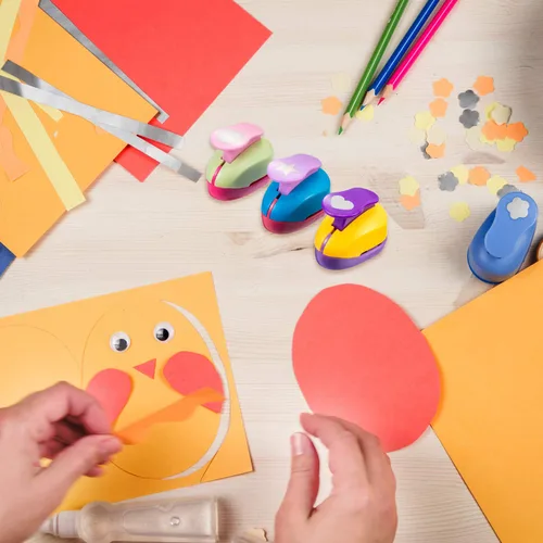 Miniatura 5 de CHENGU 16 perforadores de papel para manualidades, perforadores para álbumes de recortes con papel adhesivo para manualidades, redondos, estrellas
