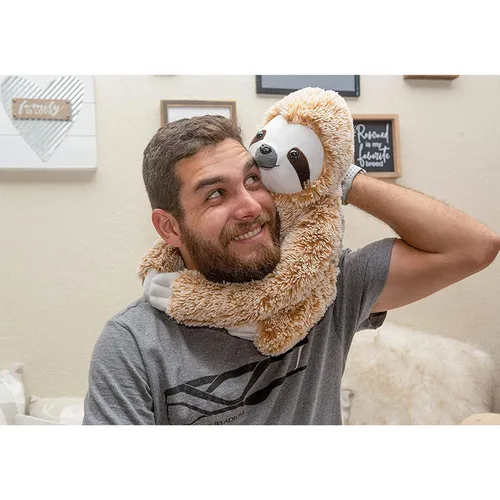 Miniatura 9 de Animal de peluche realista de perezoso – Piel tierna, abrazable y sedosa, lindo perezoso marrón de tres dedos para regalo de cumpleaños de novia