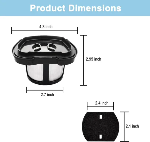 Miniatura 5 de Filtro de vacío de repuesto de 2284 W para aspiradora de mano Bissell Pet Hair Eraser 2284W, 2390A, 2390, 2389, 2579, Parte # 1614212, 1614203