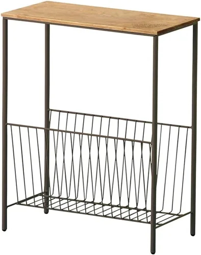 Miniatura 6 de WFF - Mesa de café portátil para el sofá, mini estante, mesa de café para salón, madera maciza/metal (color: A)