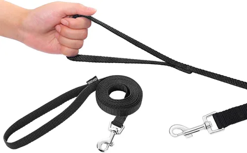 Miniatura 2 de AMAGOOD 6 pies de correas para cachorros/perros, correa de estilo tradicional resistente con gancho de cuello fácil de usar, correa para perros Negro