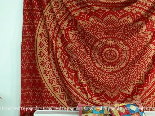 Miniatura 29 de Popular Handicrafts Original Ombre - Tapiz indio Mandala para pared, ornamento hippie, colcha bohemia con brillo metálico