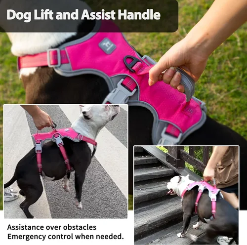 Miniatura 3 de Huntboo Arnés para perro a prueba de escape, arnés reflectante con mango acolchado, transpirable, duradero, chaleco ajustable para perros medianos