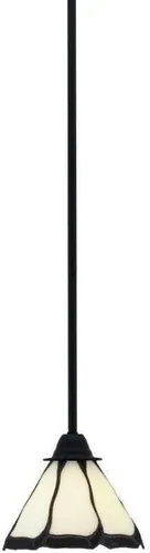 Toltec Lighting Paramount - Mini colgante de 1 luz en acabado negro mate con cristal de arte perla de 7 pulgadas y estilo negro
