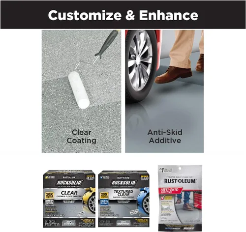 Miniatura 9 de Kit de piso para cochera de aspecto metálico de bala de plata Rust-Oleum RockSolid., Paquete de 1