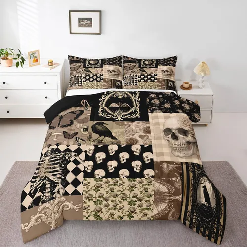 Miniatura 39 de Castle Fairy Juego de edredón con diseño de gato lindo para niños, tamaño twin, juego de ropa de cama con hojas de flores, luna, noche y cielo