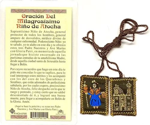 Miniatura 3 de Gigi's Classy Kids Santo Nino de Atocha Juego de 3 piezas Tarjeta de Oracion Rosario Escapulario Escapulario Rosario Escapulario Tarjeta de oración