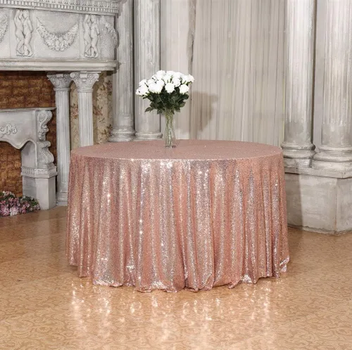 Miniatura 9 de SquarePie Mantel de lentejuelas redondo dorado de 90 pulgadas brillante para bodas, cumpleaños, fiestas, Navidad