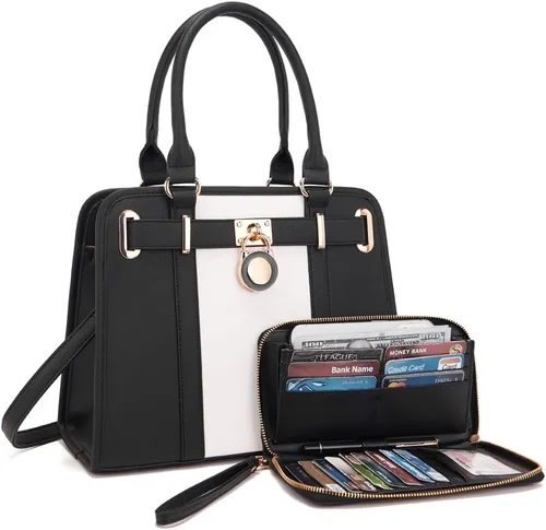 Miniatura 19 de Conjuntos de bolsos para mujeres, bolsos de hombro con asa superior, maletín de trabajo, conjunto de carteras tipo tote con billetera a juego, 2