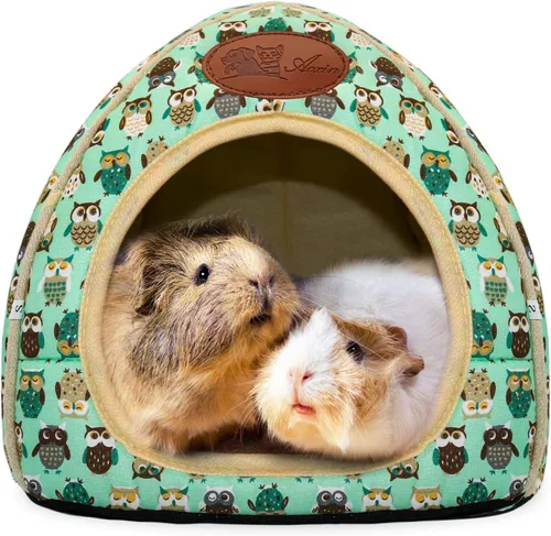 Miniatura 17 de BWOGUE Casa Cama para Conejillo de Indias Acogedora Cueva de Hámster Escondite Grande para Conejos Enanos Erizo Dragón Barbudo Nido de Invierno rojo