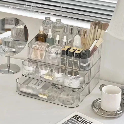 Miniatura 8 de Organizador de maquillaje con cajones apilables, organizadores y almacenamiento para tocador de baño, ideal para escritorios y cómodas, excelente