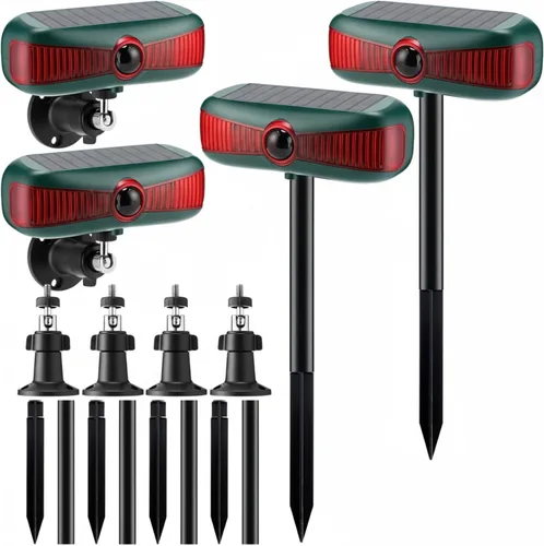 Miniatura 10 de Qualirey 2 unidades de alarma solar para exteriores, sensor de movimiento, sirena de seguridad, detector de sonido, luz estroboscópica, 4 modos