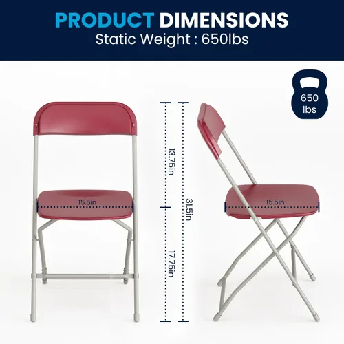 Miniatura 2 de Flash Furniture Hercules Series Silla plegable de plástico, color rojo, paquete de 6, capacidad de peso de 650 libras, cómoda silla para eventos