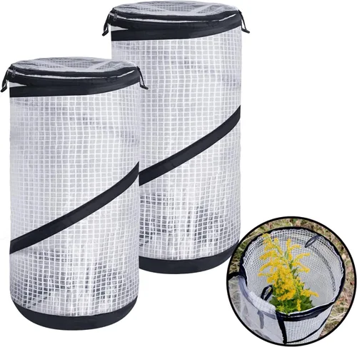 DECOHS 2 piezas de mini invernadero emergente de PVC de 23.4 x 11.6 pulgadas, protector de plantas con cremallera, cubierta de invernadero portátil