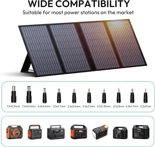 Miniatura 4 de Panel solar portátil, cargador de panel solar plegable de 60 W para generador portátil, estación de energía eléctrica, viene con soportes