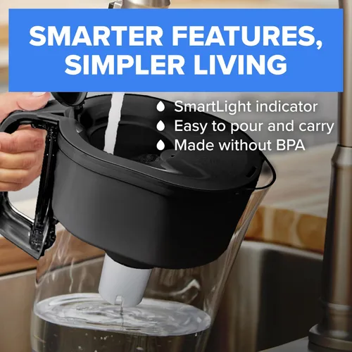 Miniatura 4 de Jarra de filtro de agua Brita grande para agua del grifo y potable con indicador de cambio SmartLight, incluye 1 filtro estándar, libre de BPA, dura