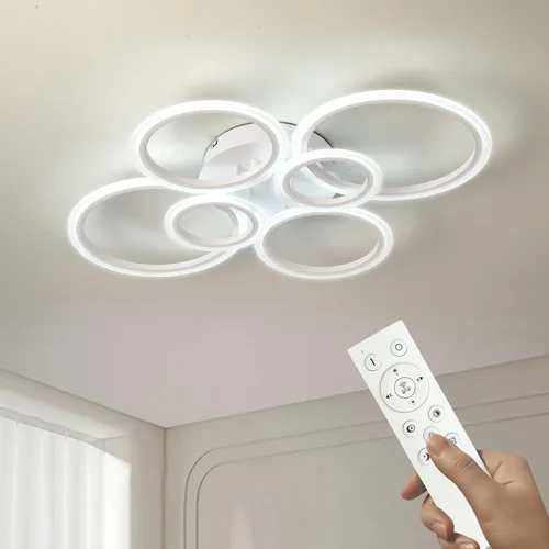 Miniatura 9 de Moderna lámpara LED de techo de 22 pulgadas, 36 W, 3000 lúmenes, 3000 – 6500 K, regulable con control remoto, lámpara de techo empotrada para Negro