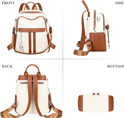 Miniatura 4 de ALTOSY Bolso tipo mochila de cuero genuino para mujer, bolso de hombro convertible