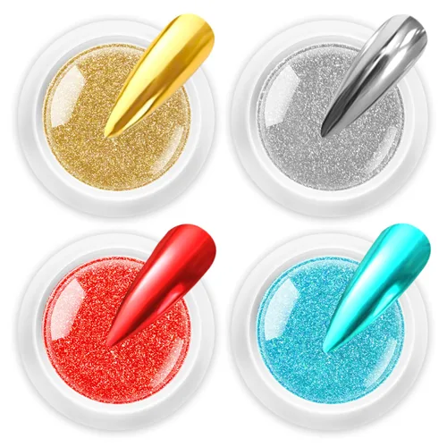 Miniatura 17 de 2 piezas de polvo de uñas cromado: polvo de uñas cromado cobre efecto espejo, espejo metálico, polvo de uñas naranja cromado para decoración