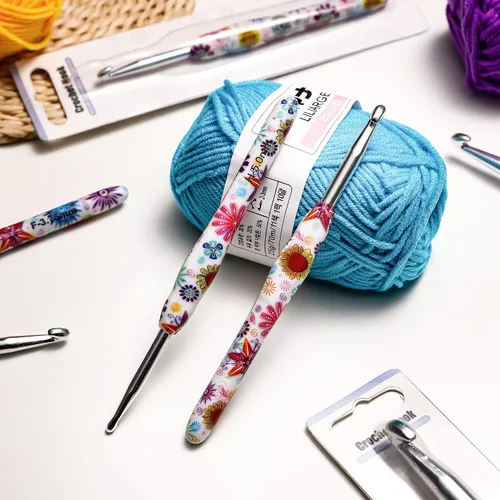 Miniatura 7 de Gancho de Crochet de 2.25mm, Mango Ergonómico para Manos con Artritis, Agujas de Tejer Extra Largas de Goma Suave para Principiantes y Tejido