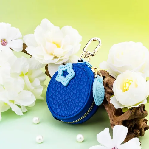 Miniatura 4 de Bonito llavero Y2k de piel de arándanos con cremallera, para mujeres y niñas, accesorios estéticos, monedero, llavero de fruta azul