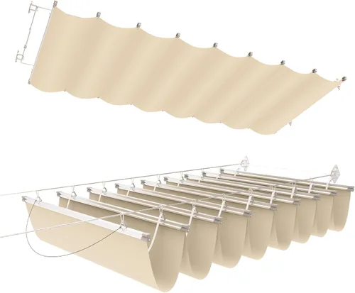 E&K Sunrise - Toldo retráctil para pérgola, cubierta de sombra, toldo colgante de alambre deslizante, tela de sombra de repuesto, pantalla ondulada,
