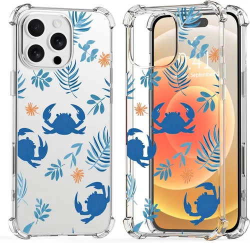 Funda transparente con estampado de cangrejo azul para iPhone 7 Plus/8 Plus, TPU suave y flexible, de cuerpo completo, a prueba de golpes, para Rana