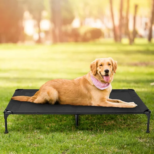 Miniatura 5 de Cama elevada para perros para exteriores, catre elevado grande con malla lavable, cuna refrescante para mascotas, a prueba de mordidas para Negro