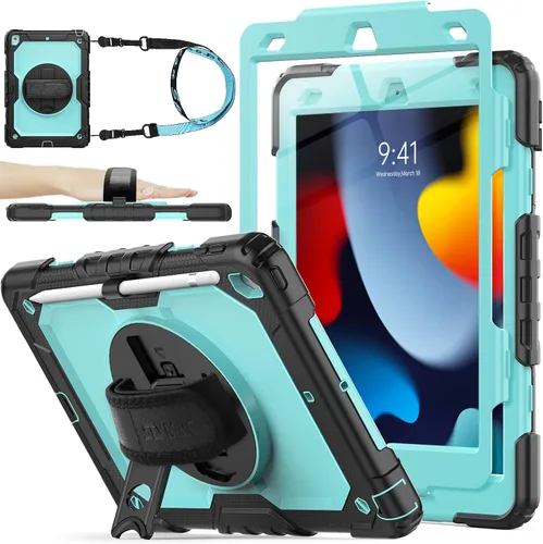 Miniatura 11 de SEYMAC stock Funda para iPad de 9ª/8ª/7ª generación de 10.2", a prueba de golpes con protector de pantalla, soporte para lápiz