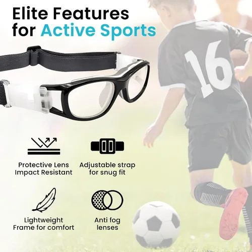 Miniatura 3 de BLUE CUT Gafas de baloncesto de seguridad para niños para deportes al aire libre, fútbol, fútbol, antiniebla, reemplazables a lentes recetadas