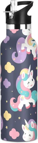 Miniatura 18 de Insulated Water Bottle with Straw Colorful Flowers Double Wall Vacuum Insulated Lightweight for Sport Gym Outdoor Travel School