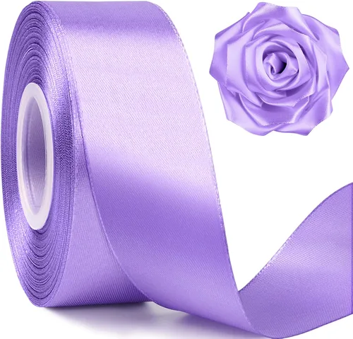 Miniatura 11 de Mauproy Cinta de satén rosa bebé de 1-1/2 pulgadas de ancho, cinta de tela de poliéster sólido de 50 yardas para hacer rosas, envoltura de regalos