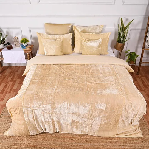 Miniatura 5 de Funda de edredón de terciopelo sólido ultra-luxe, ropa de cama boho UO, funda de colcha Donna, juego de edredón de 3 piezas, juego de cama de Azul